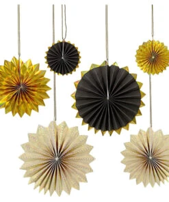 Meri Meri Black And Gold Pinwheel Decorations
