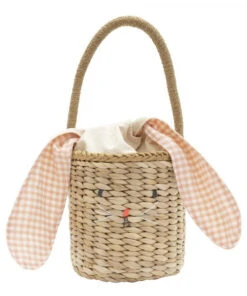 Meri Meri Gingham Bunny Straw Bag
