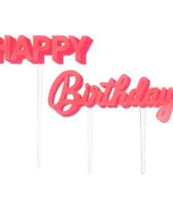 Meri Meri Happy Birthday Pink Acrylic Toppers Set Of 2