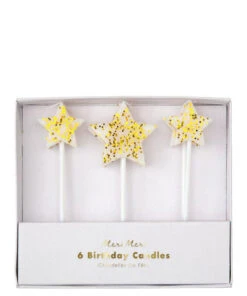 Meri Meri Gold Glitter Star Candles Set Of 6
