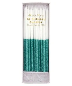 Meri Meri Green Glitter Dipped Candles