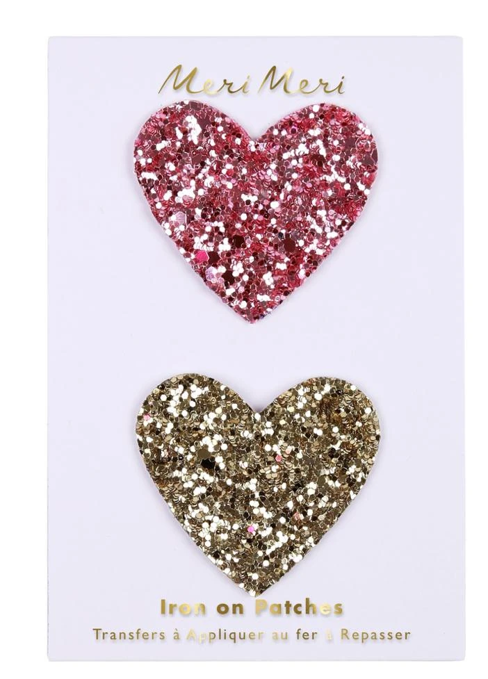 Meri Meri Glitter Heart Iron On Patches 3 Meri Meri Glitter Heart Iron On Patches