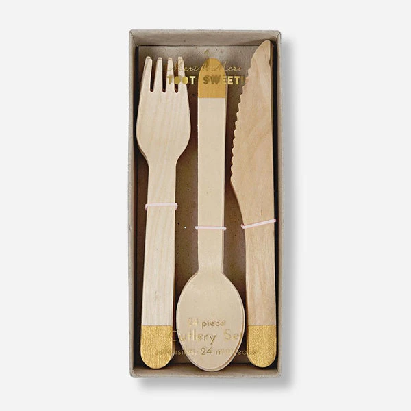 Meri Meri Gold Wooden Cutlery Set 3 Meri Meri Gold Wooden Cutlery Set