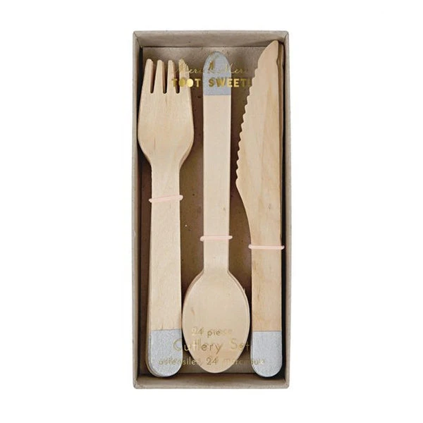 Meri Meri Silver Wooden Cutlery 3 Meri Meri Silver Wooden Cutlery