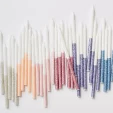 Meri Meri Dusky Pink Glitter Long Party Candles