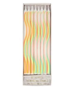 Meri Meri Set of 16 Rainbow Pattern Candles