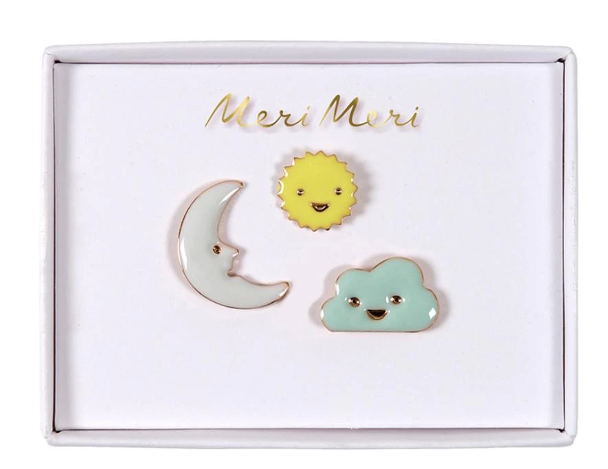 Meri Meri Sun Moon And Cloud Enamel Pins 3 Meri Meri Sun Moon And Cloud Enamel Pins