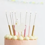Meri Meri Multicolour Dipped Glitter Candles Set Of 16