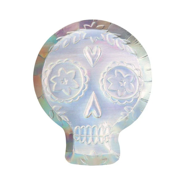 Meri Meri Holographic Sugar Skull Plates Set Of 8 3 Meri Meri Holographic Sugar Skull Plates Set Of 8