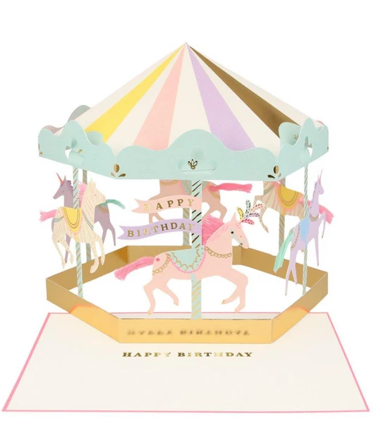 Meri Meri Happy Birthday Carousel Stand-up Card 3 Meri Meri Happy Birthday Carousel Stand-up Card
