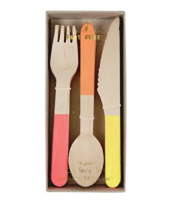 Meri Meri Neon Wooden Cutlery Set