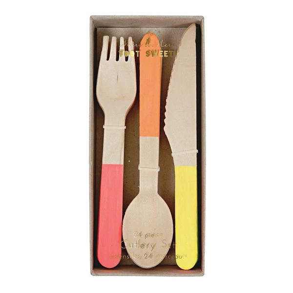 Meri Meri Neon Wooden Cutlery Set 3 Meri Meri Neon Wooden Cutlery Set