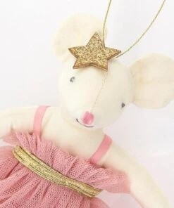 Meri Meri Pink Pompom Mouse Tree Decoration