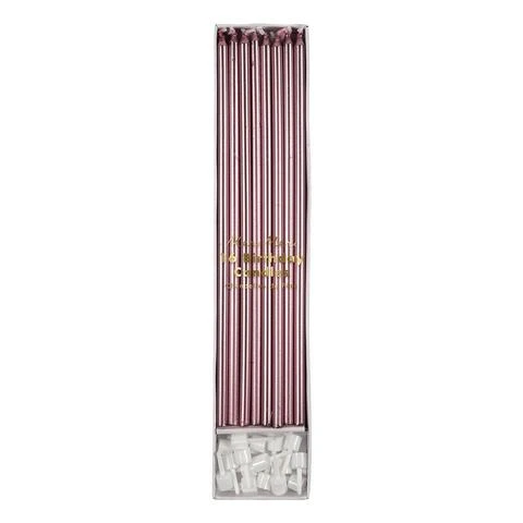 Meri Meri Metallic Pink Long Candles 3 Meri Meri Metallic Pink Long Candles