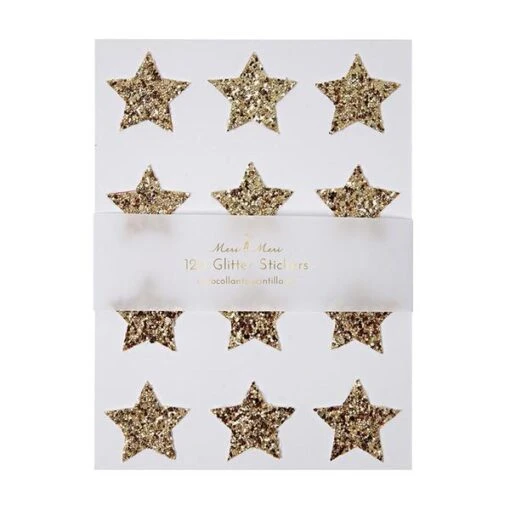 Meri Meri Gold Star Glitter Christmas Stickers