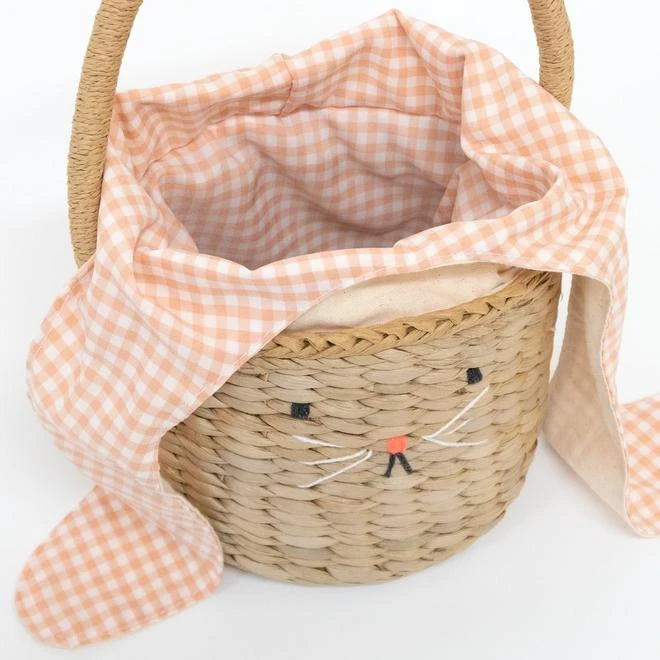 Meri Meri Gingham Bunny Straw Bag 5 Meri Meri Gingham Bunny Straw Bag