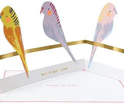 Meri Meri Budgie Birds Concertina Happy Birthday Greeting Card