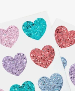 Meri Meri Rainbow Glitter Heart Stickers - Set Of 8 Sheets