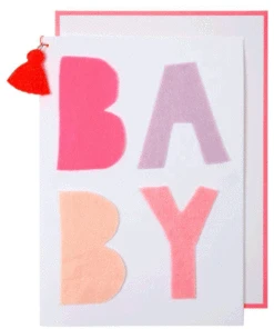 Meri Meri Pink Felt Baby Card