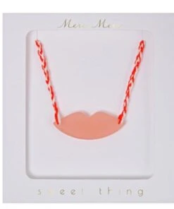 Meri Meri Pink and White Lips Necklace
