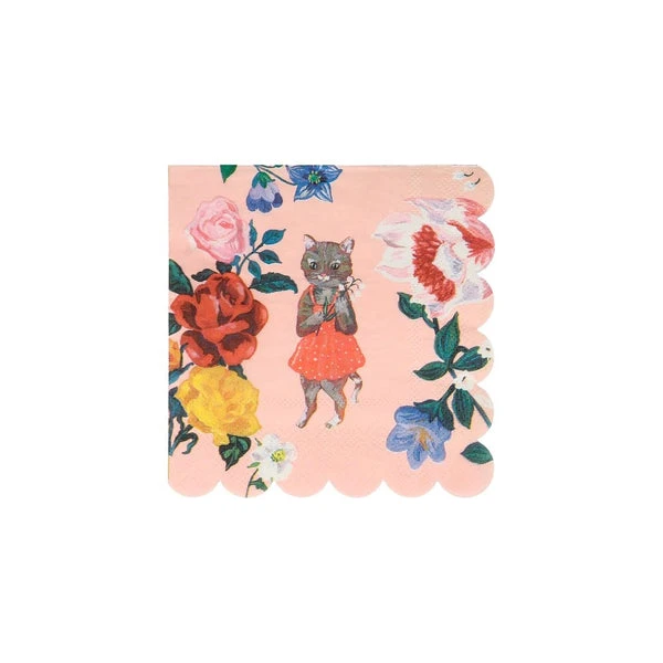 Meri Meri Nathalie Lete Flora Cat Small Napkins Set Of 20 3 Meri Meri Nathalie Lete Flora Cat Small Napkins Set Of 20