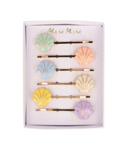 Meri Meri Enamel Shell Hair Slides (x 6)