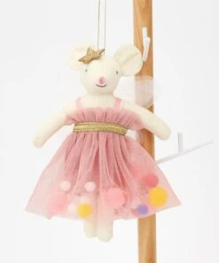 Meri Meri Pink Pompom Mouse Tree Decoration