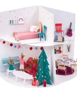 Meri Meri Calendrier de l’Avent en papier Maison à Noël à déplier et à organiser