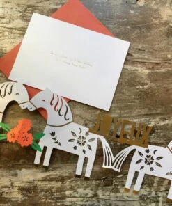 Meri Meri White Horses Christmas Card