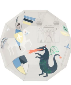 Meri Meri Pack of 8 Large Dragon Knights Plates