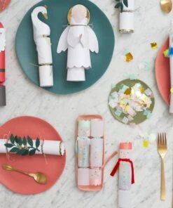 Meri Meri Set of 6 Rainbow Snowmen Small Confetti Crackers