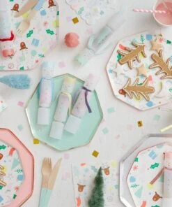 Meri Meri Set of 6 Rainbow Snowmen Small Confetti Crackers