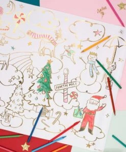 Meri Meri Set de 2 grandes affiches à colorier pour Noël – détails dorés