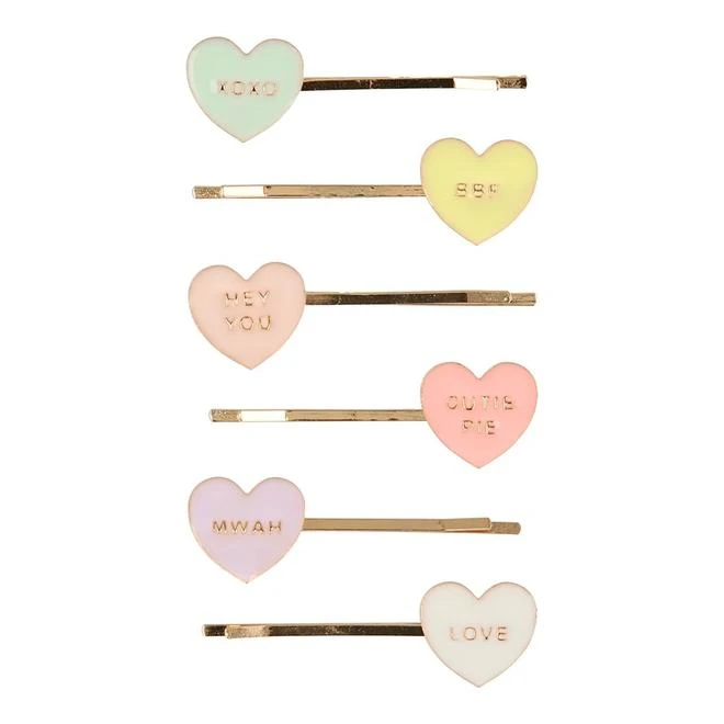 Meri Meri Love Hearts Enamel Hair Slides 4 Meri Meri Love Hearts Enamel Hair Slides