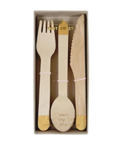 Meri Meri Golden Wood Cutlery Set x 8