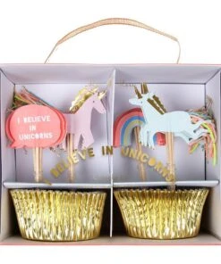 Meri Meri Pack of 24 I Believe In Unicorns Cupcake Kit in 4 Designs