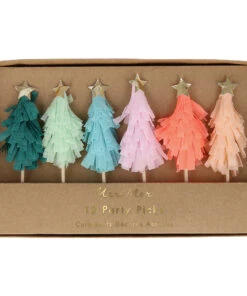 Meri Meri Pack of 12 Rainbow Fringe Tree Party Picks