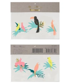 Meri Meri Pack of 2 Multicolor Tropical Bird Tattoos