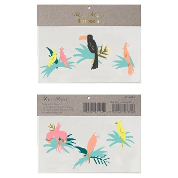 Meri Meri Pack of 2 Multicolor Tropical Bird Tattoos 3 Meri Meri Pack of 2 Multicolor Tropical Bird Tattoos