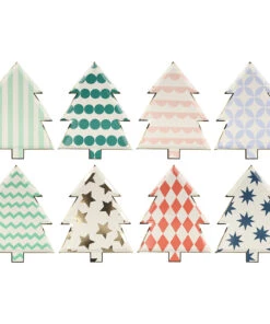 Meri Meri Pack of 8 Patterned Christmas Tree Plate