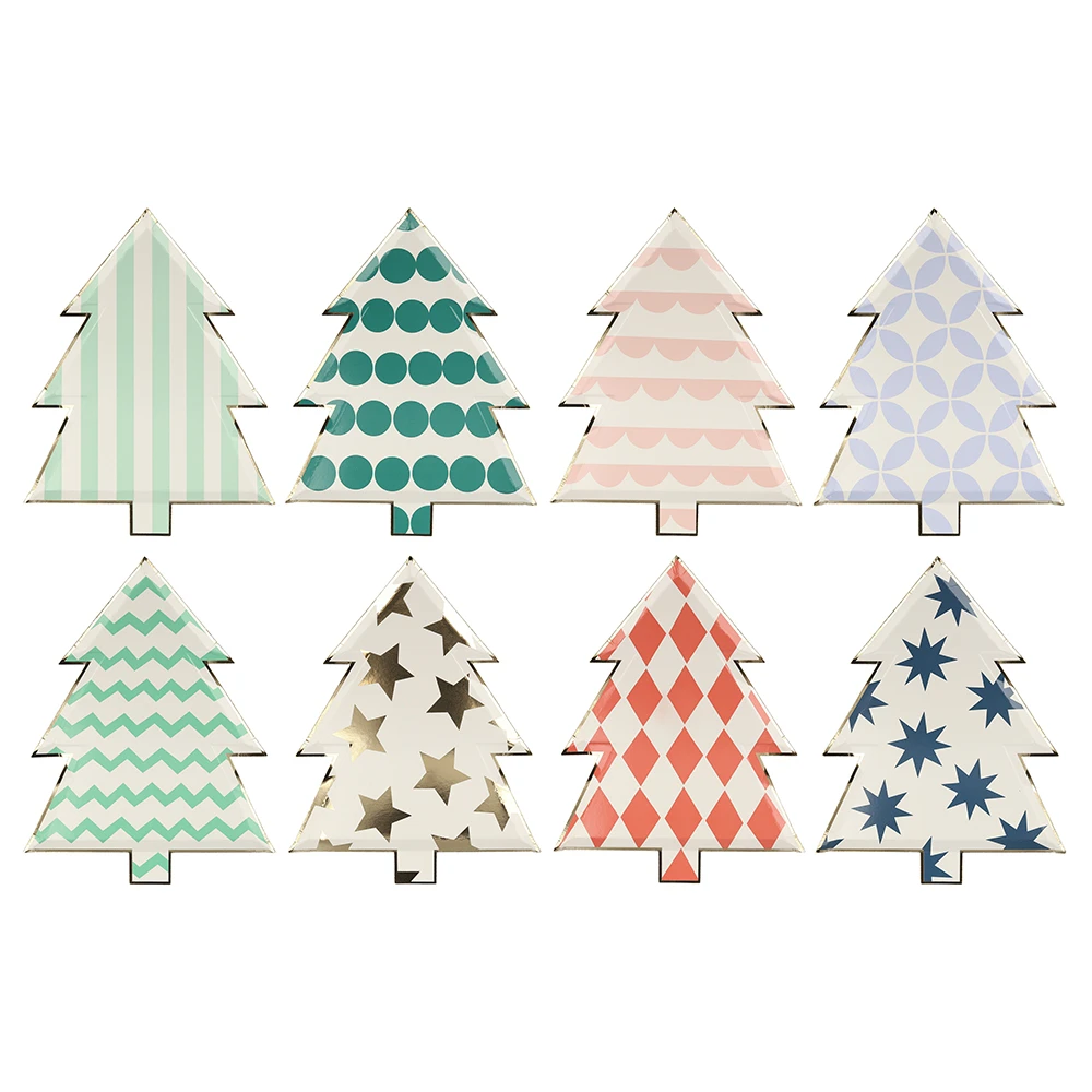 Meri Meri Pack of 8 Patterned Christmas Tree Plate 3 Meri Meri Pack of 8 Patterned Christmas Tree Plate
